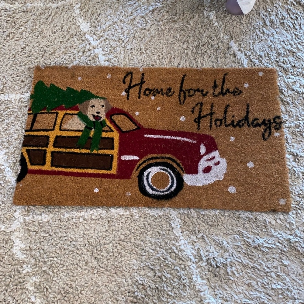 Happy Holidays Coir Doormat